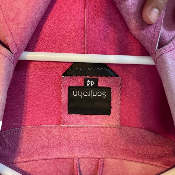 Sonirohn Y2K long line pink leather coat 42 made in Italy - Picture 8 of 10